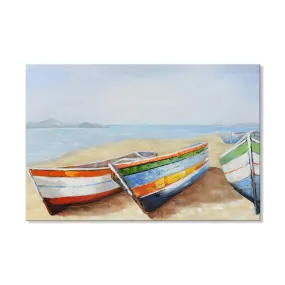 100% handmade - Landscape Resting Fishing Boats 36x24 Inch (90x60cm)