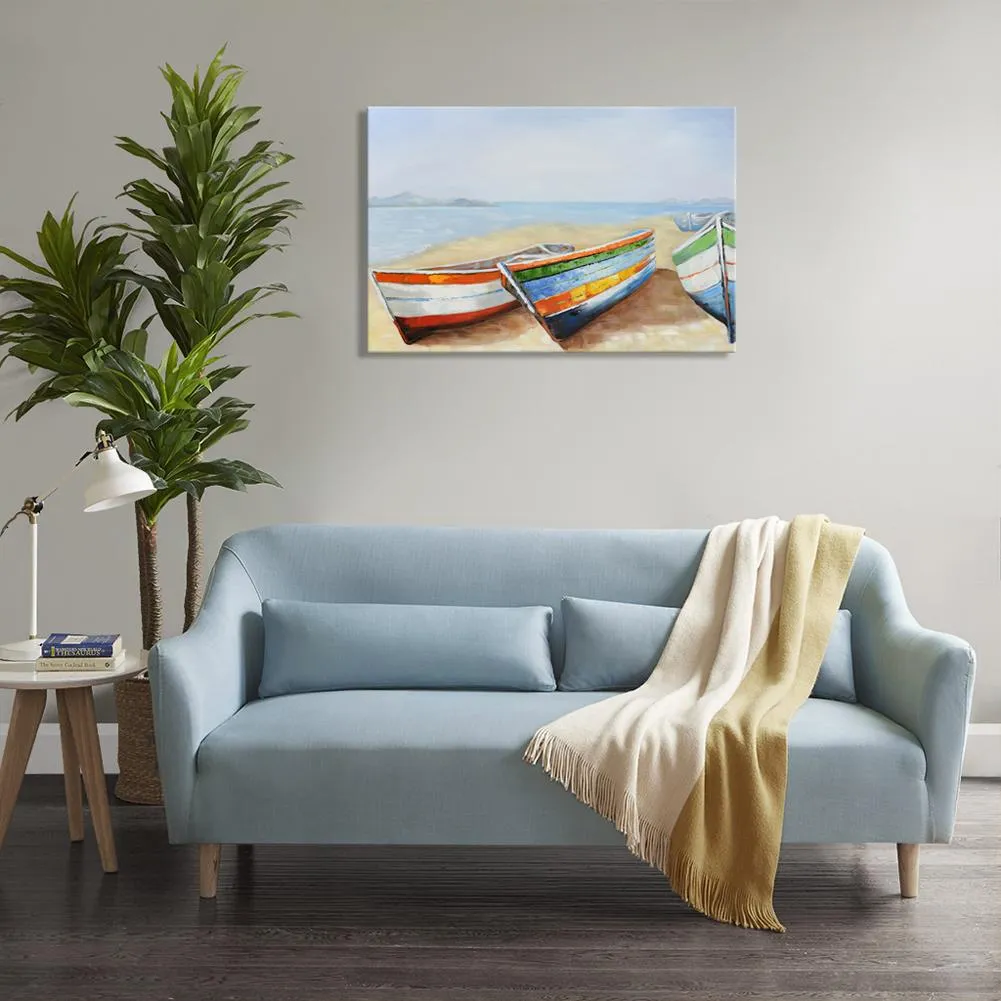 100% handmade - Landscape Resting Fishing Boats 36x24 Inch (90x60cm)