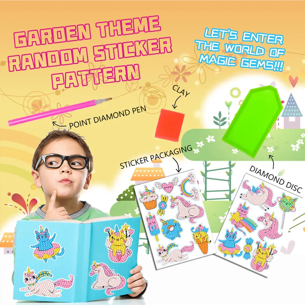 2pcs Gem Sticker Diamond Art 5D Paint by Numbers DIY for Kids Beginner Toys Kits