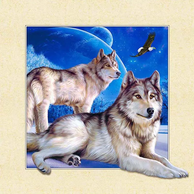 3D Picture Frame Snow Wolf - Full Round Drill Diamond Painting 30*30CM