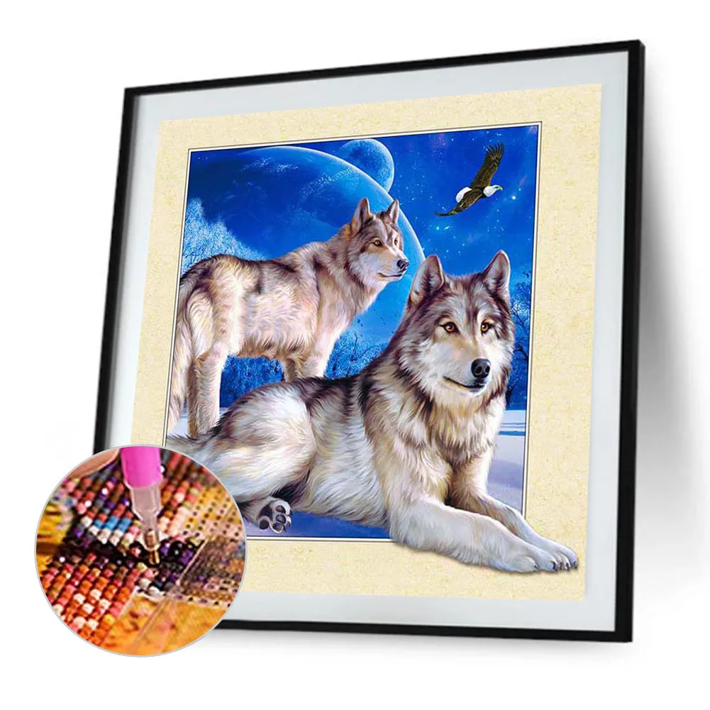 3D Picture Frame Snow Wolf - Full Round Drill Diamond Painting 30*30CM