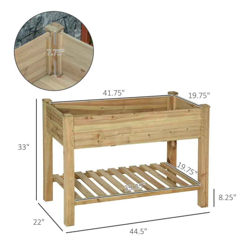 45" x 22" x 33" Elevated Wooden Planter Box