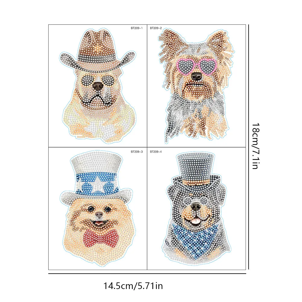 4pcs Diamond Mosaic Sticker Art Crafts Dog DIY Children Gift Diamond Art Sticker