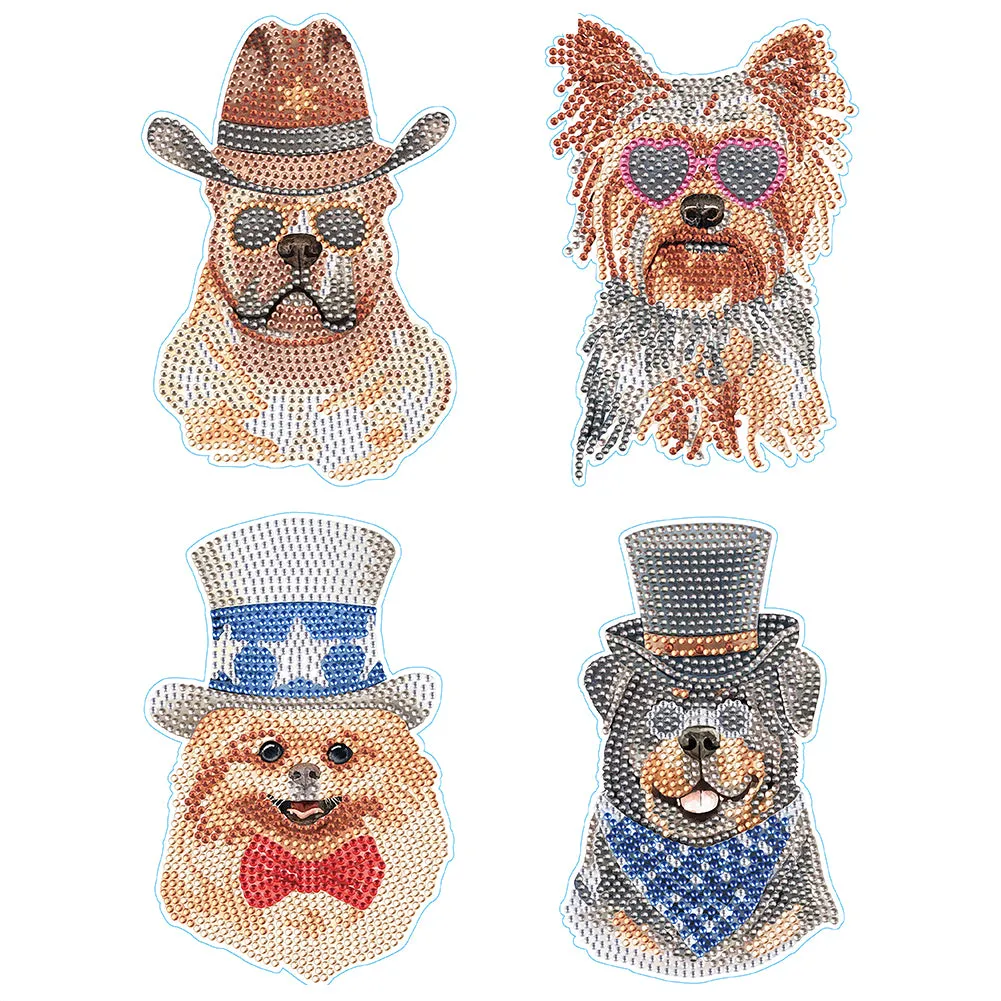 4pcs Diamond Mosaic Sticker Art Crafts Dog DIY Children Gift Diamond Art Sticker