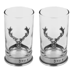 8oz Stag Head Highball Spirits Glass Double Set