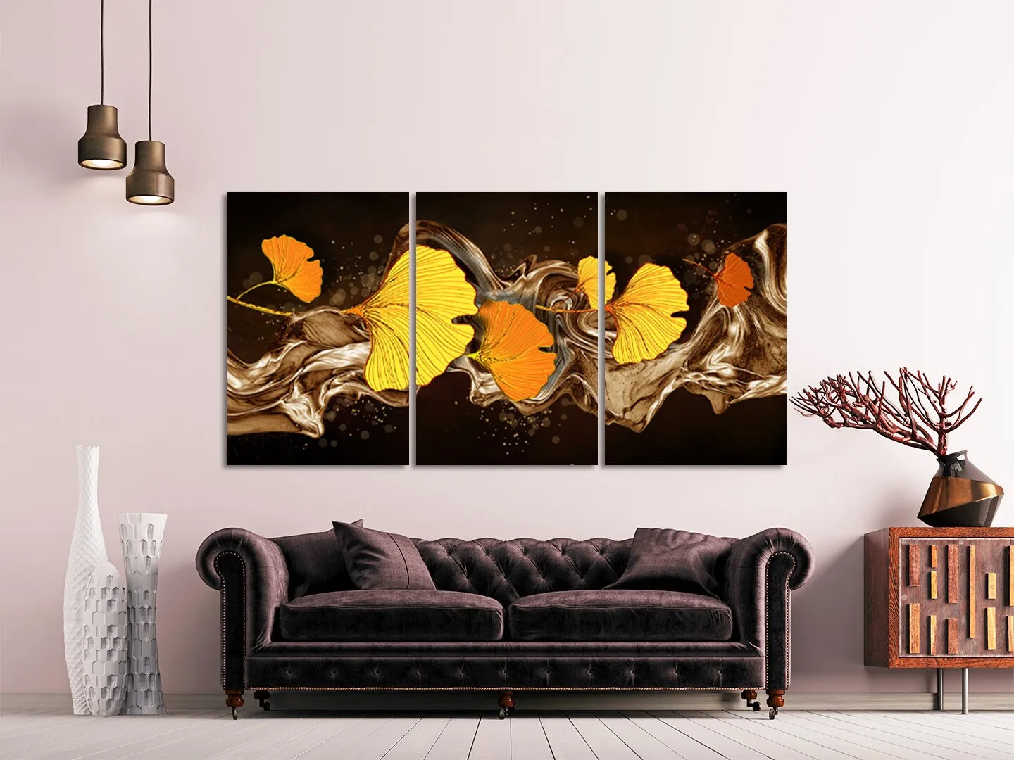 Abstract leaves wall art paintings on canvas Home wall decor Canvas painting Housewarming and wedding gift