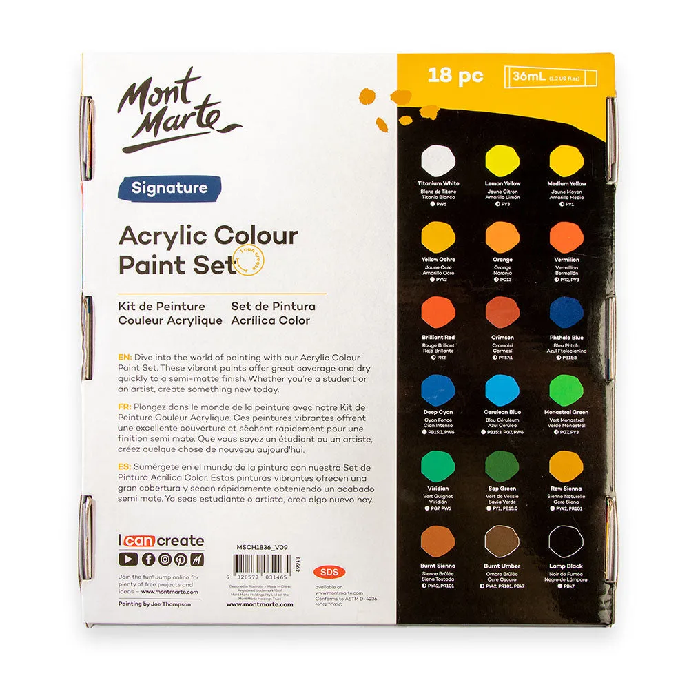 Acrylic Colour Paint Set Signature 18pc x 36ml (1.2 US fl.oz)