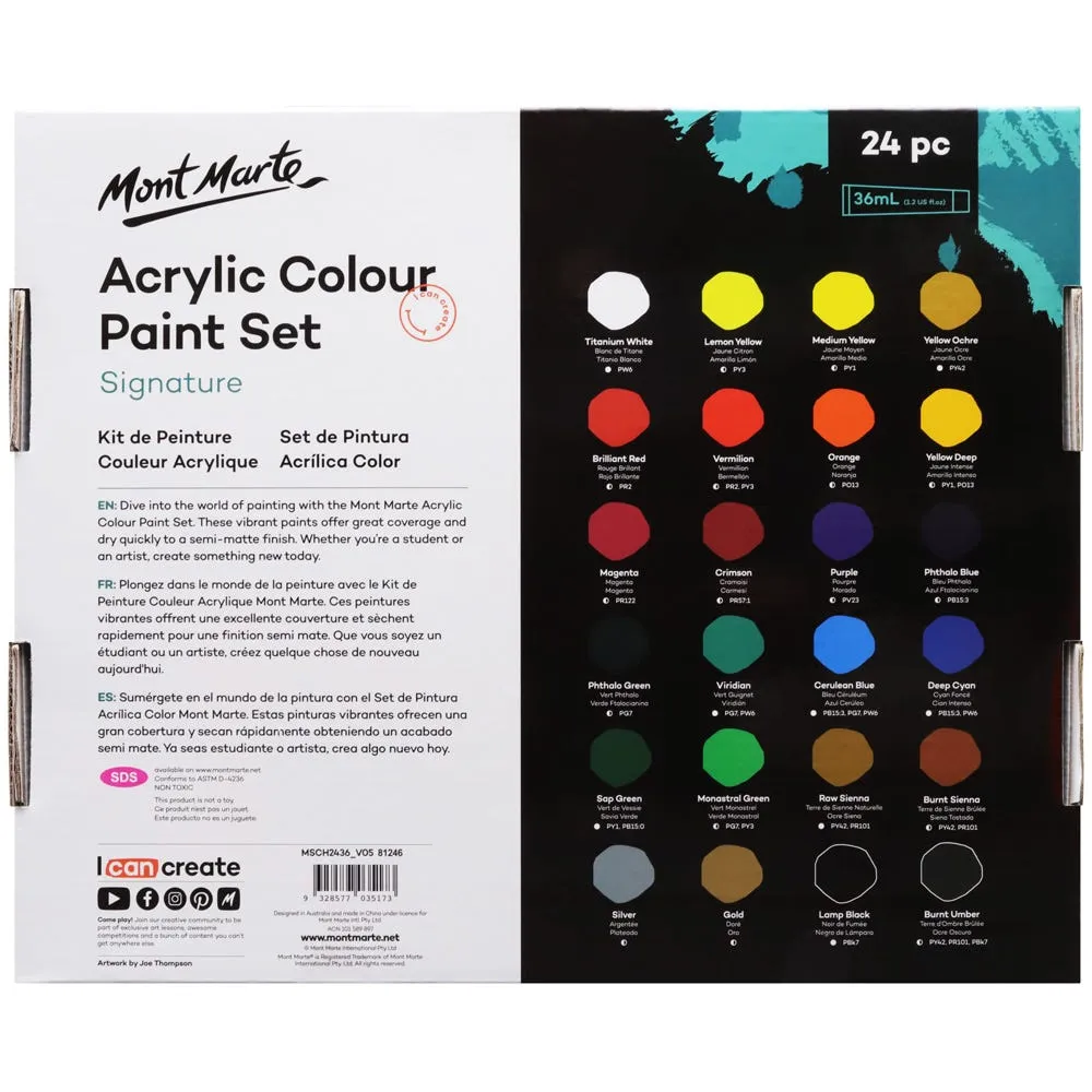 Acrylic Colour Paint Set Signature 24pc x 36ml (1.2oz)