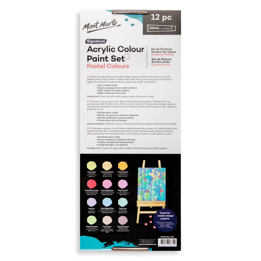 Acrylic Colour Pastel Paint Set Signature 12pc x 36ml (1.2 US fl.oz)