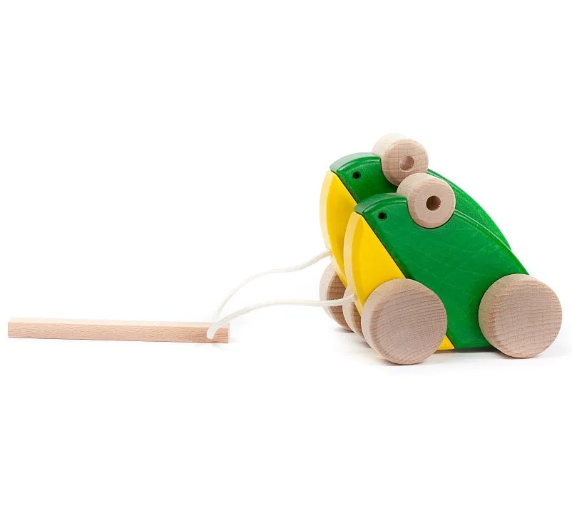 Bajo Interactive Double Frog Wooden Pull Toy for Toddlers