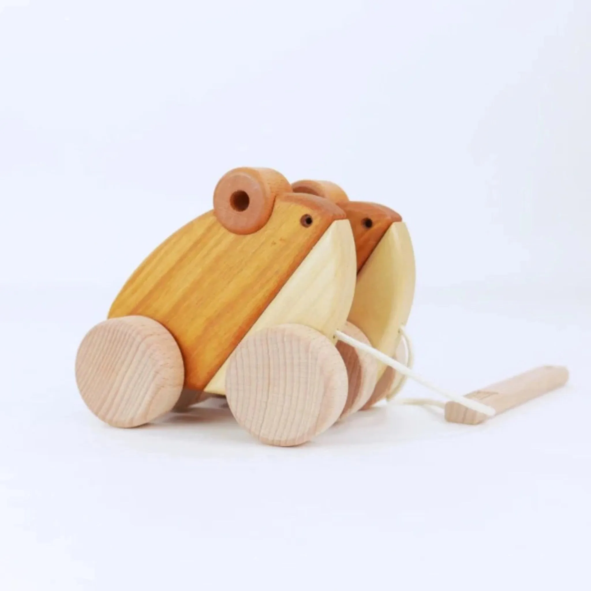 Bajo Interactive Double Frog Wooden Pull Toy for Toddlers