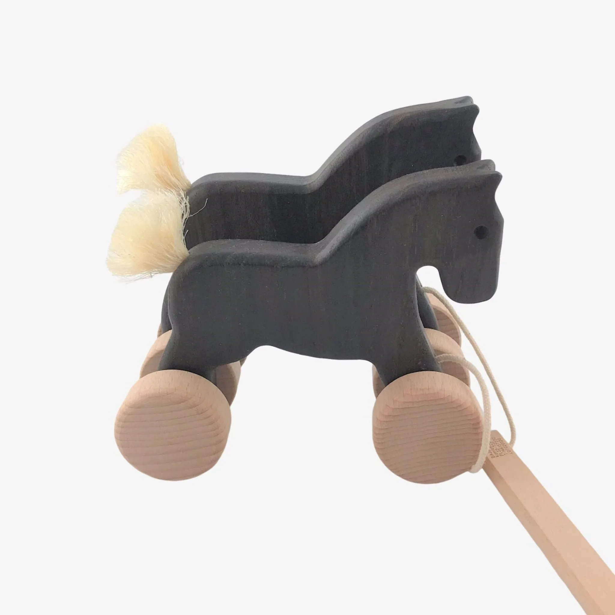 Classic Wooden Bajo Double Horses Pull Toy for Kids