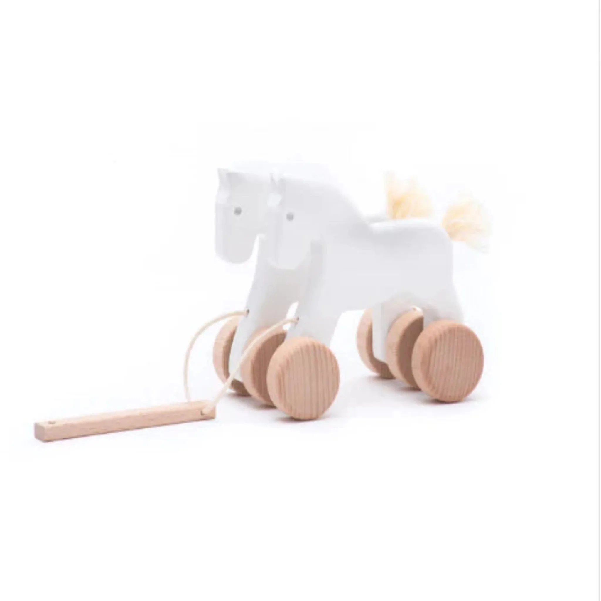 Classic Wooden Bajo Double Horses Pull Toy for Kids