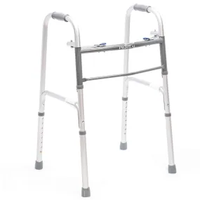 Bariatric Silver Folding Steel Walker without Wheels - 500 lbs Capacity