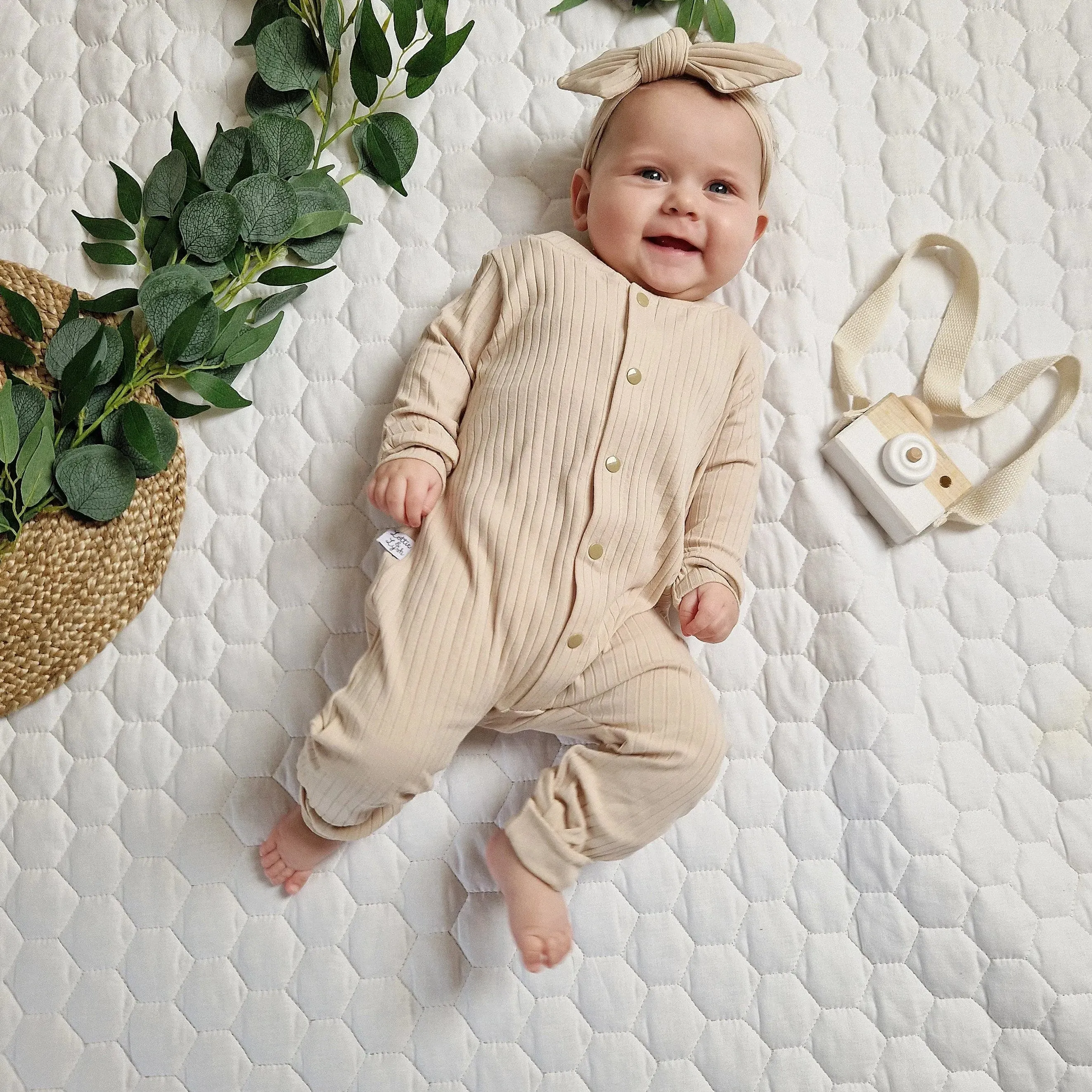 Beige Rib Babygro | Toddler Romper