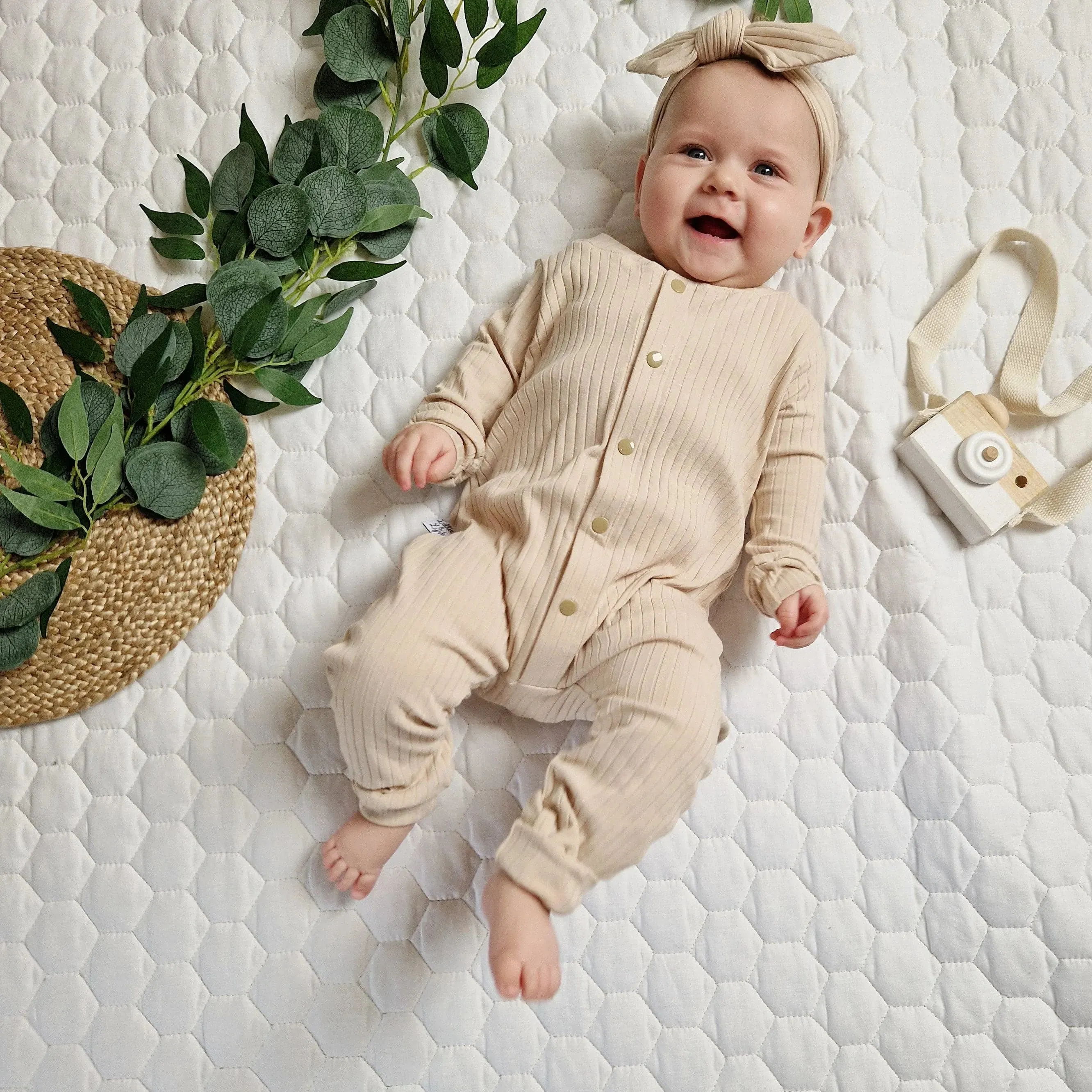 Beige Rib Babygro | Toddler Romper