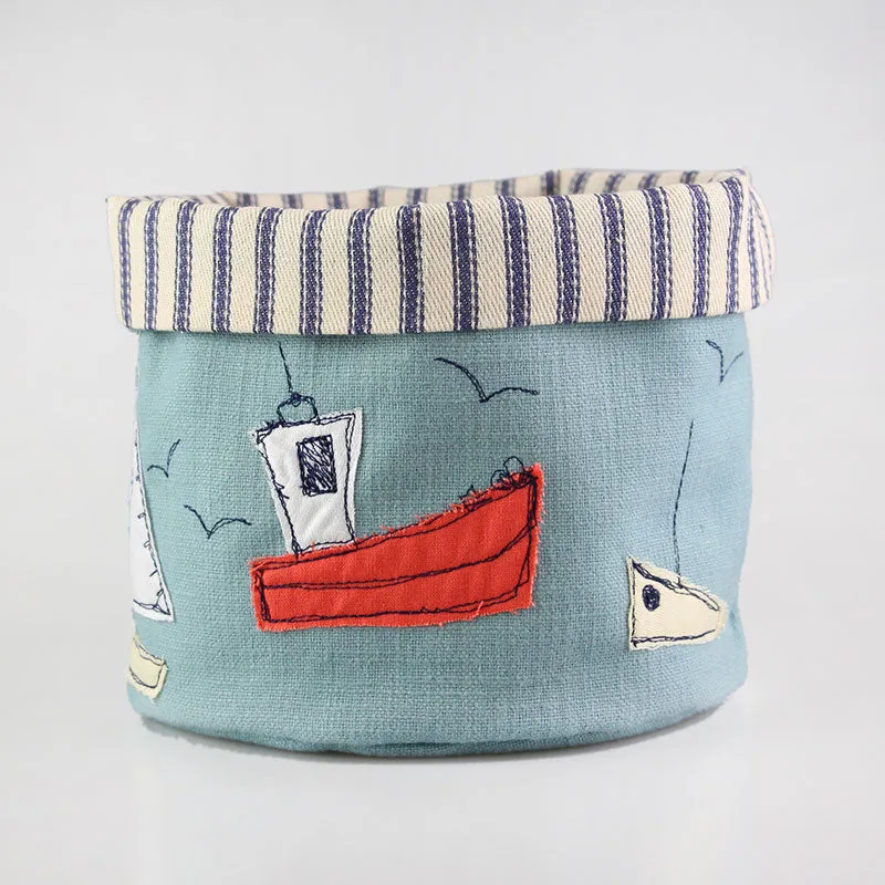 boats embroidered art pot