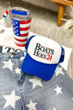 Boats Hoes Graphic Foam Trucker Hat, Blue