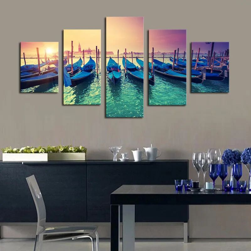 Boats in the Sunset - 5 Piece