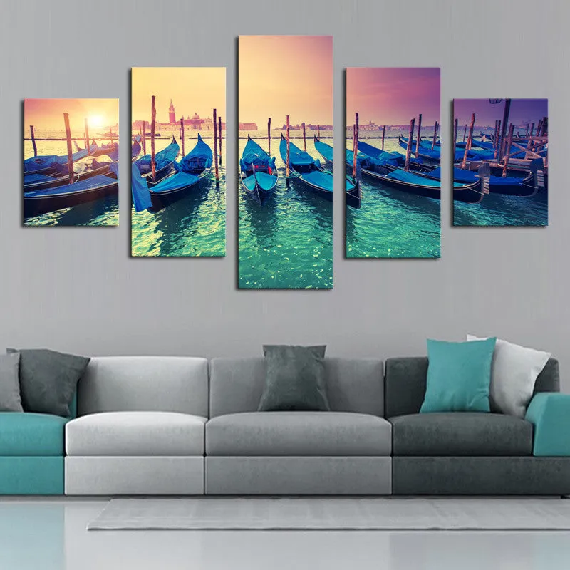 Boats in the Sunset - 5 Piece