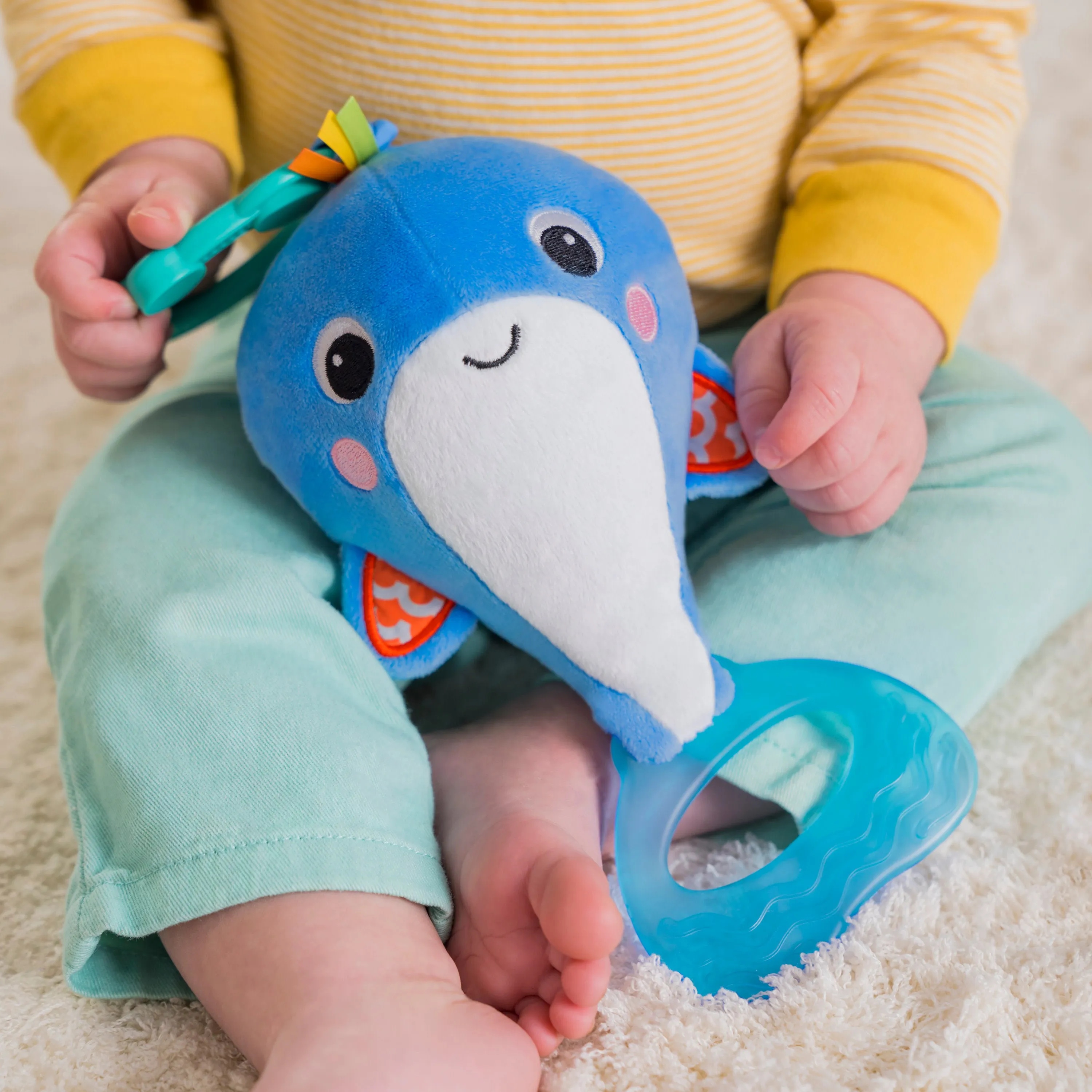 Bright Starts Whale-a-roo Pull & Shake Stuffed Animal Activity Toy for Baby