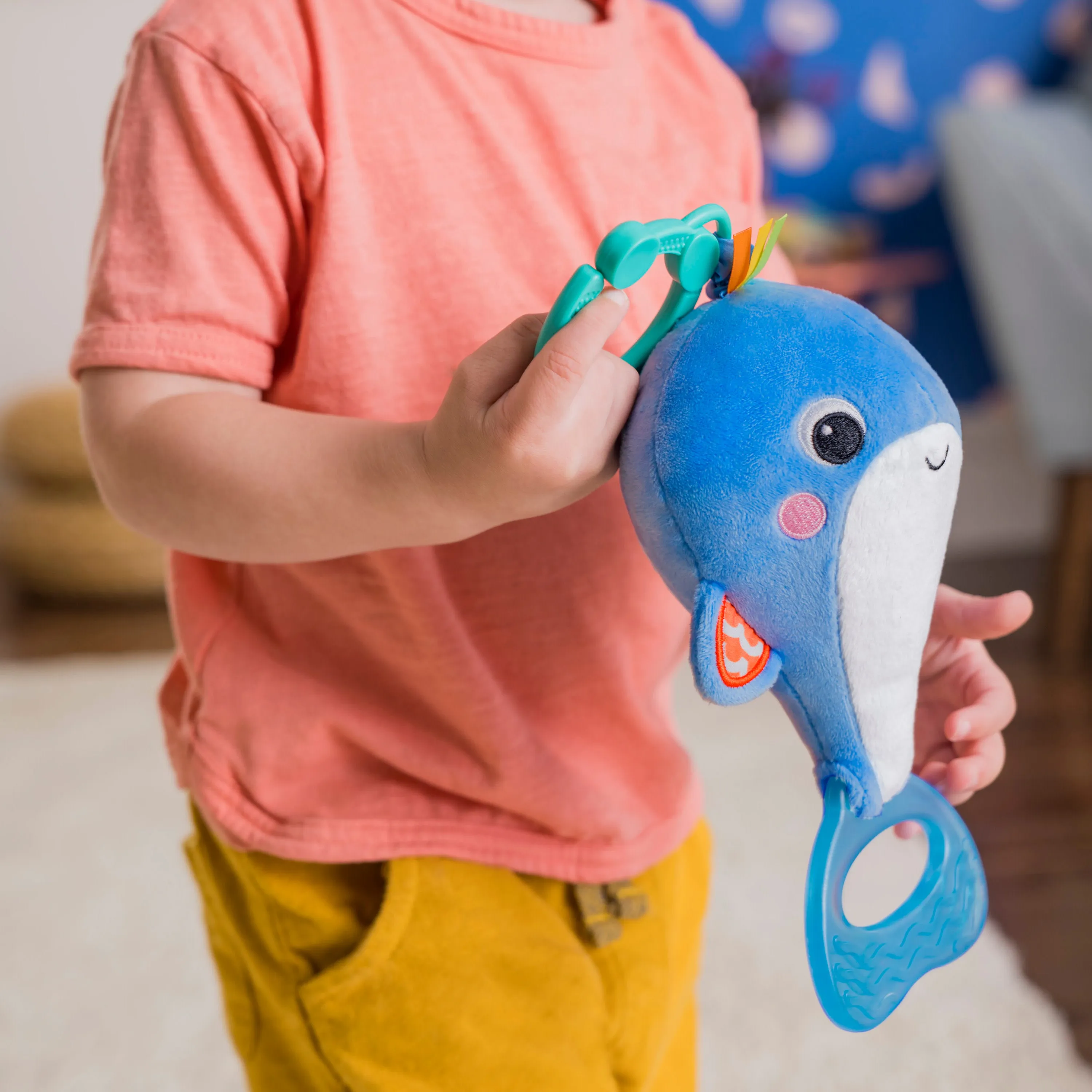 Bright Starts Whale-a-roo Pull & Shake Stuffed Animal Activity Toy for Baby