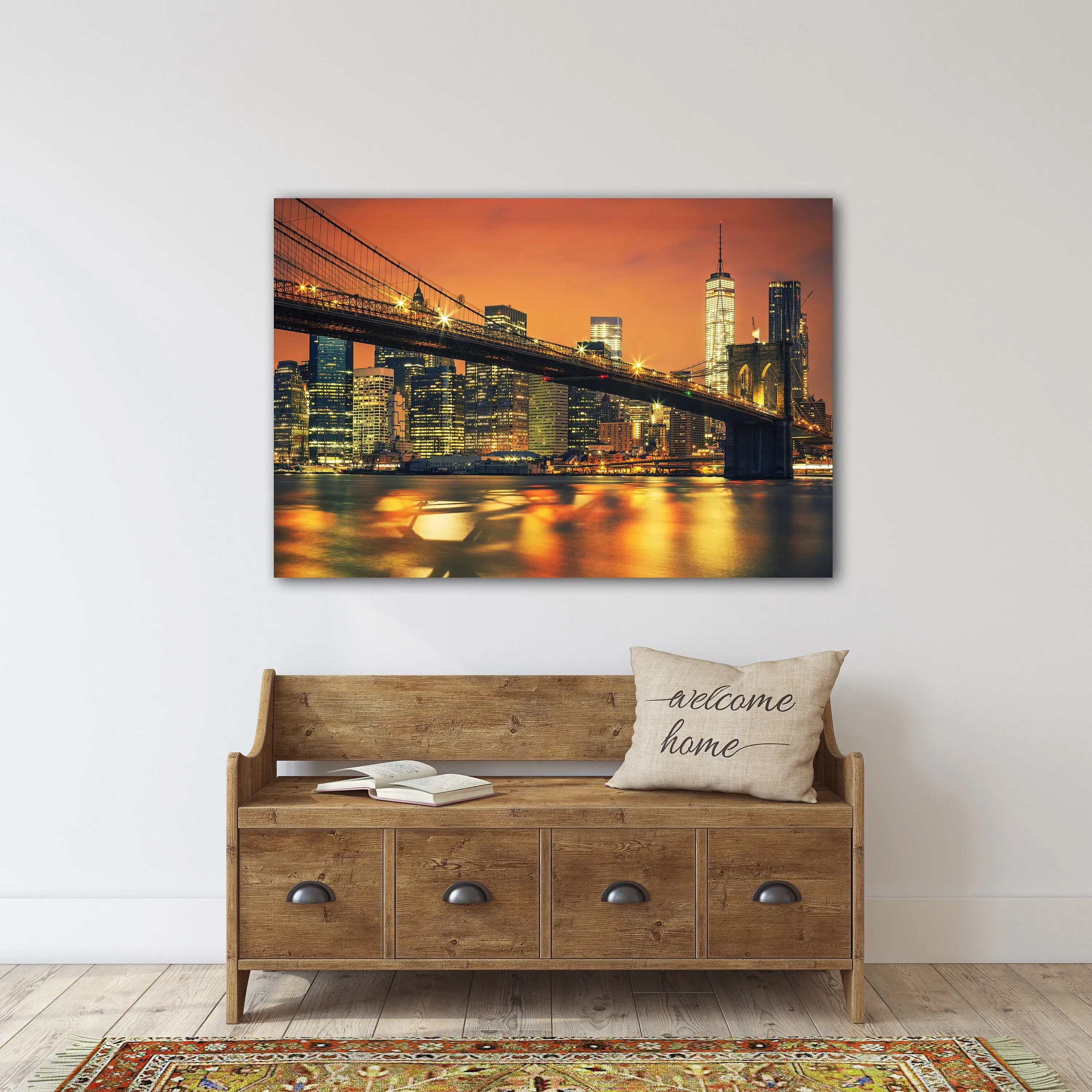 Brooklyn bridge print New york city painting extra large multi panel wall art American bridge home wall decor framed art print canvas