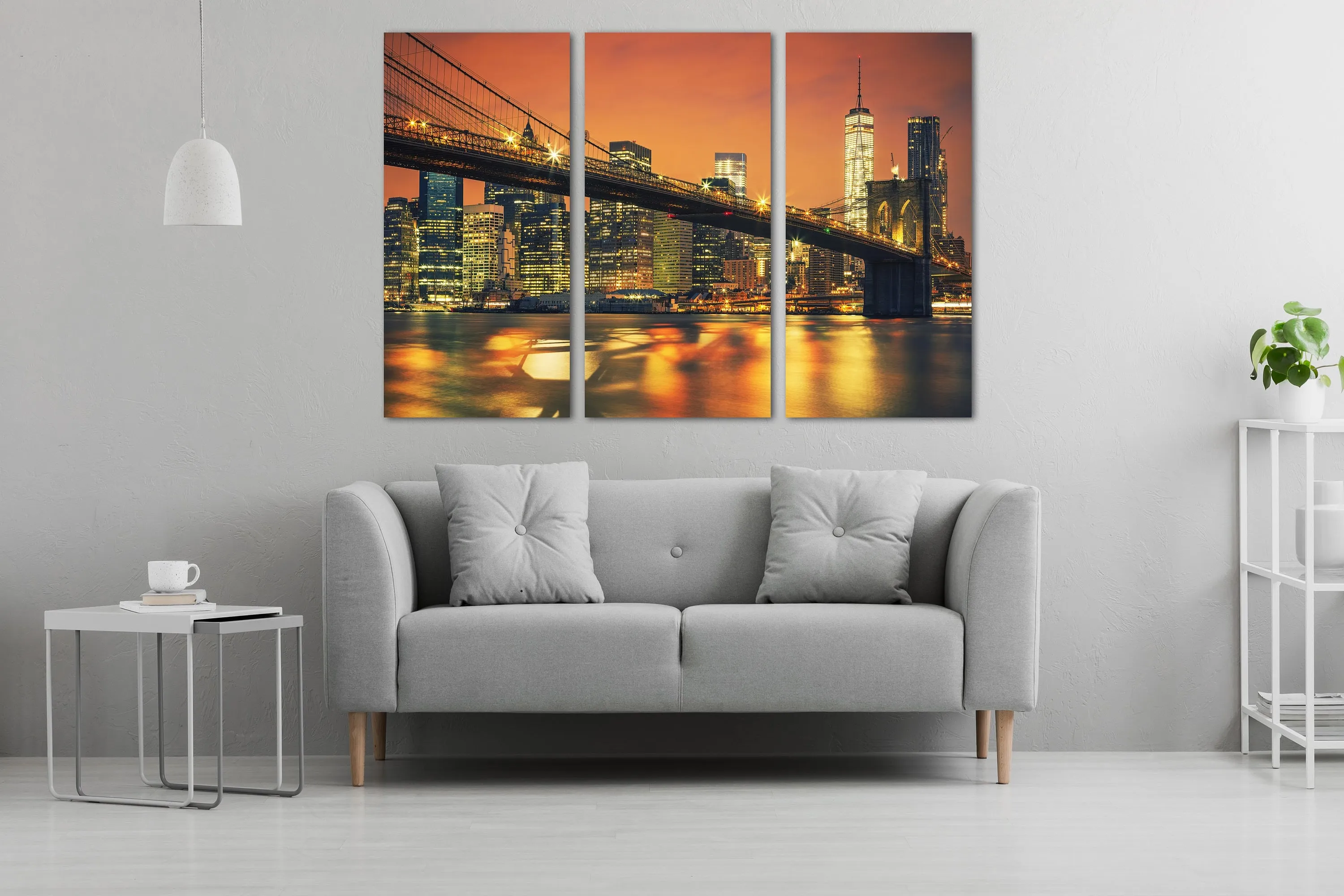 Brooklyn bridge print New york city painting extra large multi panel wall art American bridge home wall decor framed art print canvas