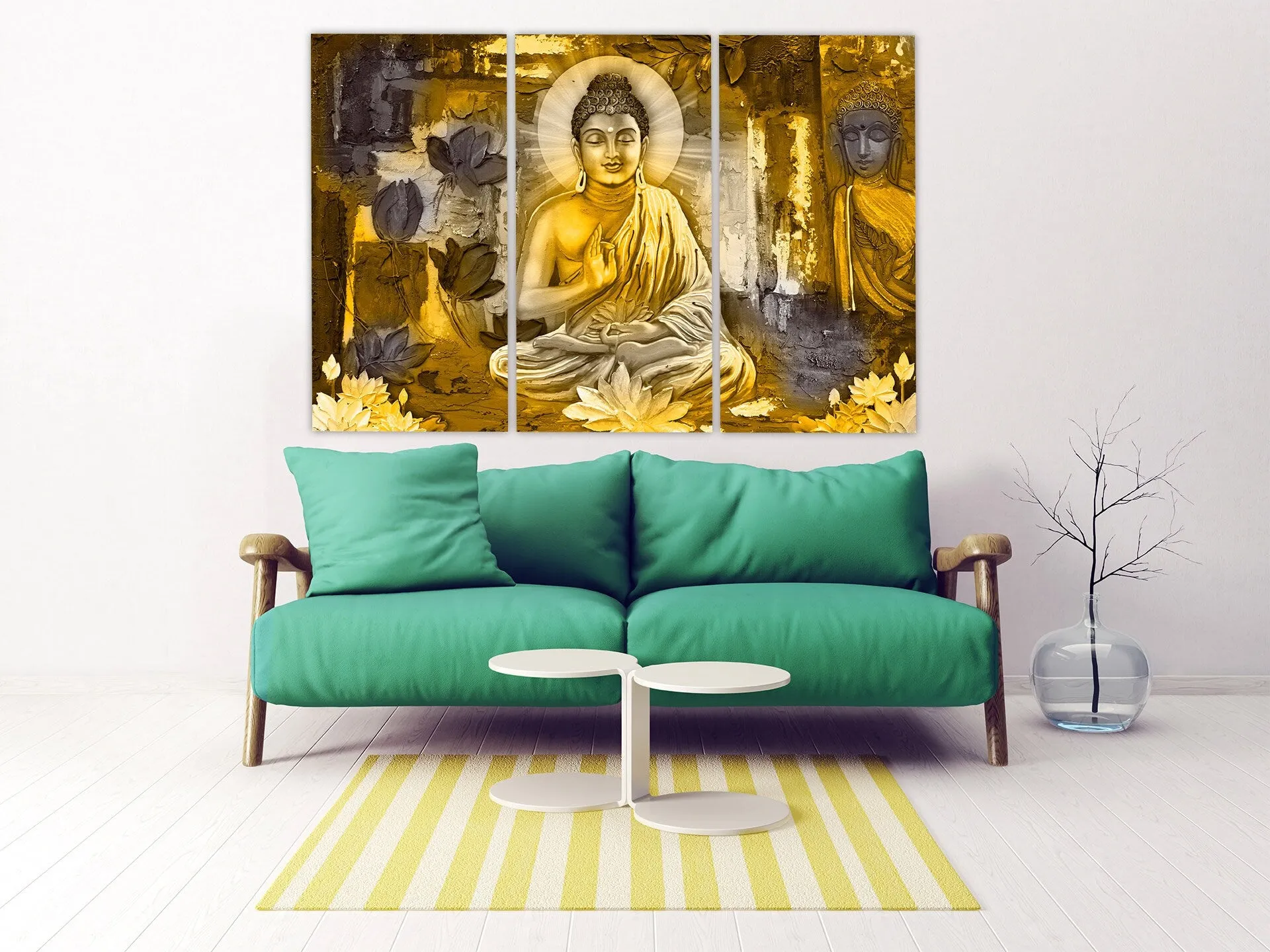 Buddha decor wall  art indian paintings on canvas religious extra large multi panel wall art Housewarming gift home painting