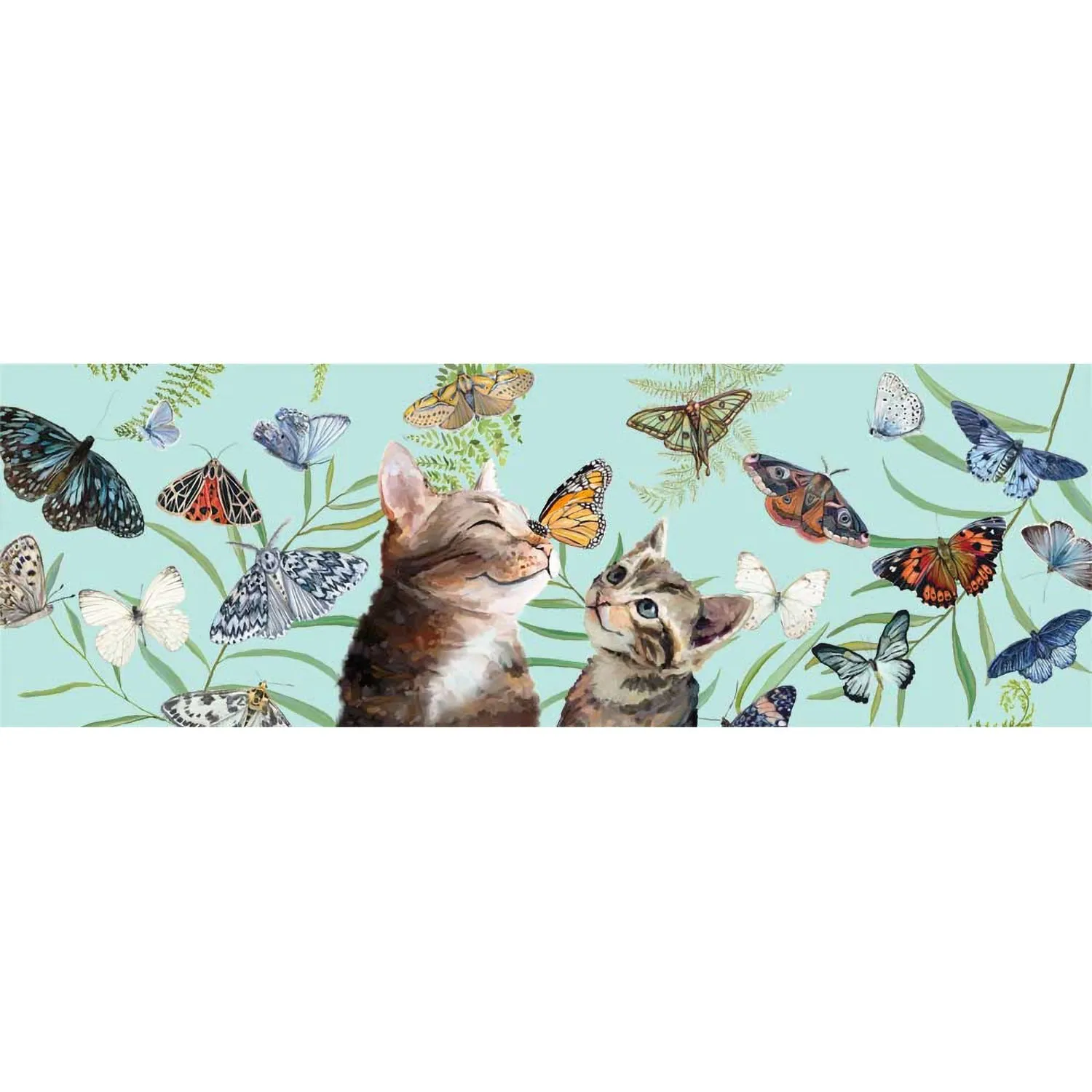 Butterfly And Kitten Friends Canvas Wall Art