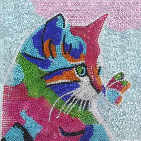 Butterfly Cat  - Special Shaped Diamond - 30x30CM