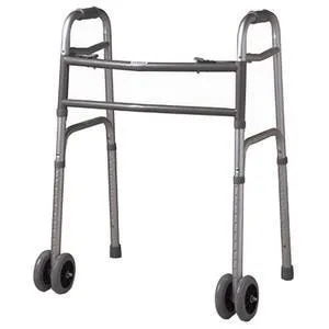 Cardinal Health Heavy-Duty Folding Walker with Wheels: 500 lb Weight Capacity, 1 Count