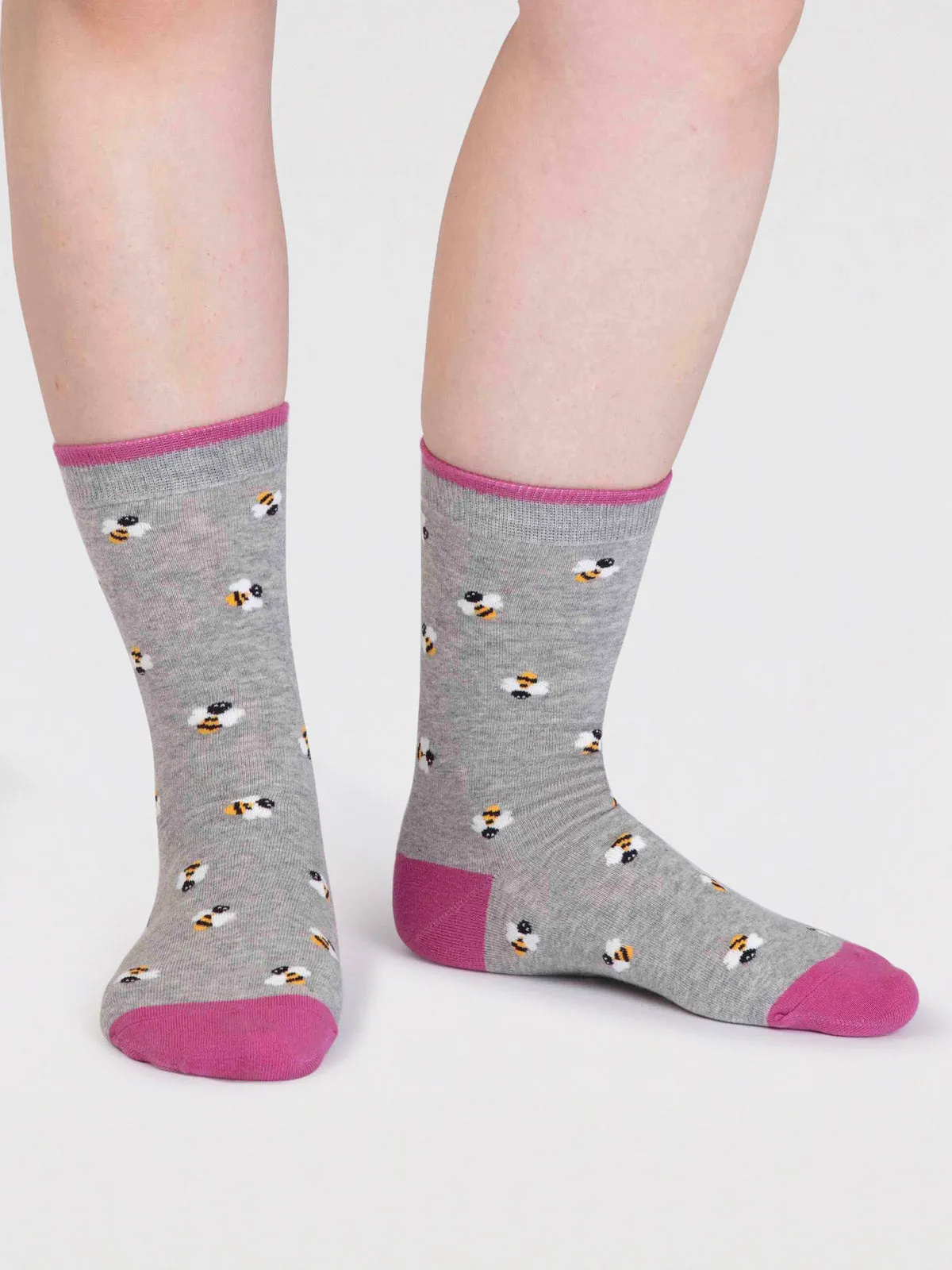 Cece Organic Cotton Bug Socks - Grey Marle