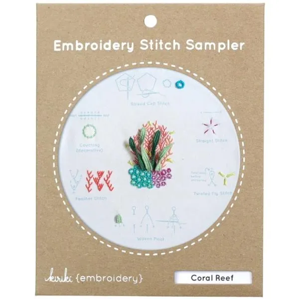 Coral Reef Embroidery DIY Stitch Sampler Kit