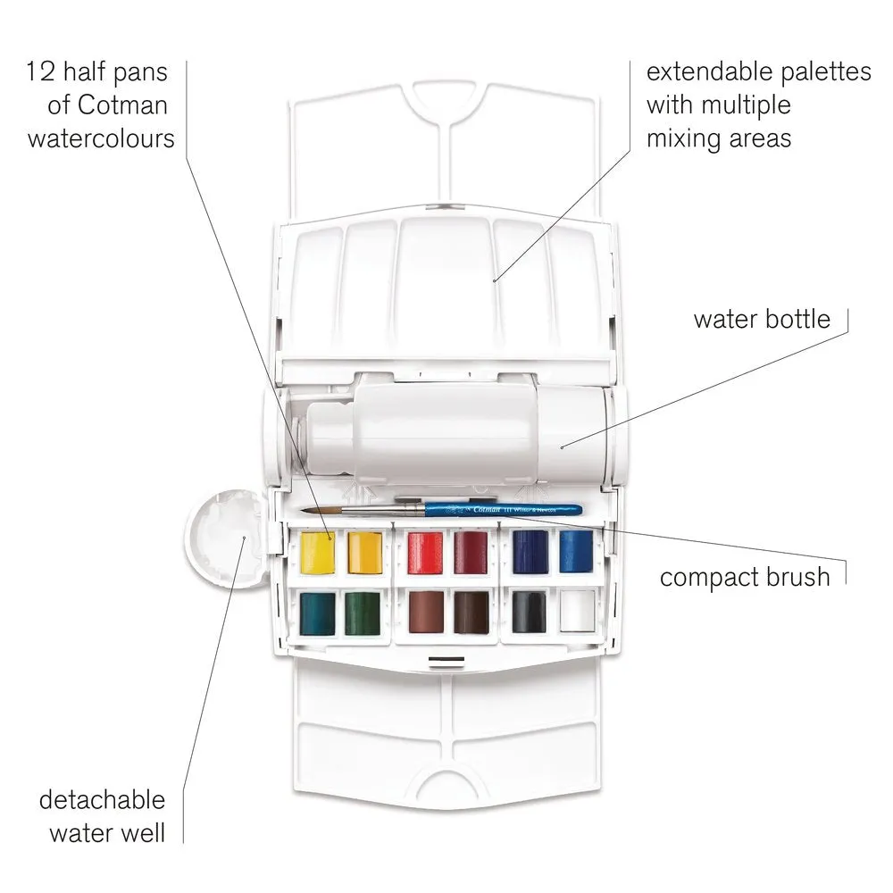 Cotman Watercolours Field Plus - 12 Half Pans