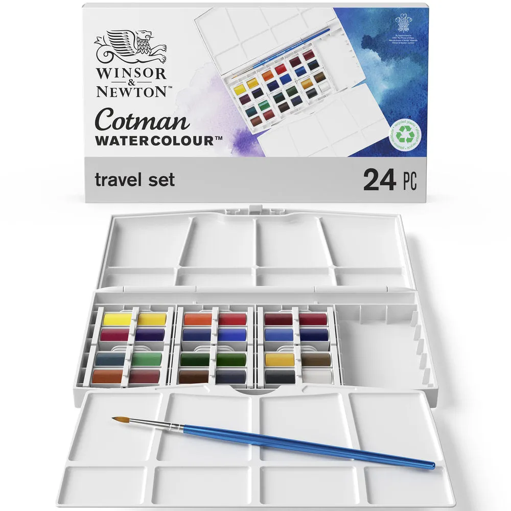 Cotman Watercolours Painting Plus 24 Half Pan Set