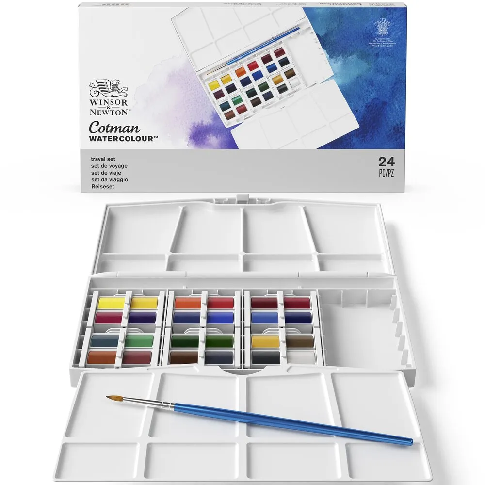 Cotman Watercolours Painting Plus 24 Half Pan Set