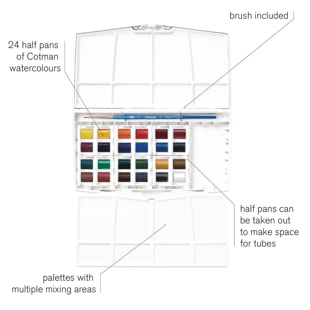 Cotman Watercolours Painting Plus 24 Half Pan Set