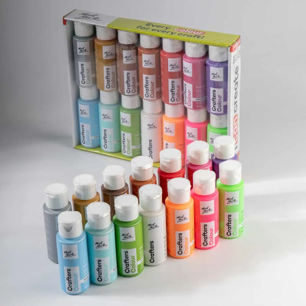 Crafters Colour Metallic & Fluoro Discovery Paint Set 14pc x 60ml