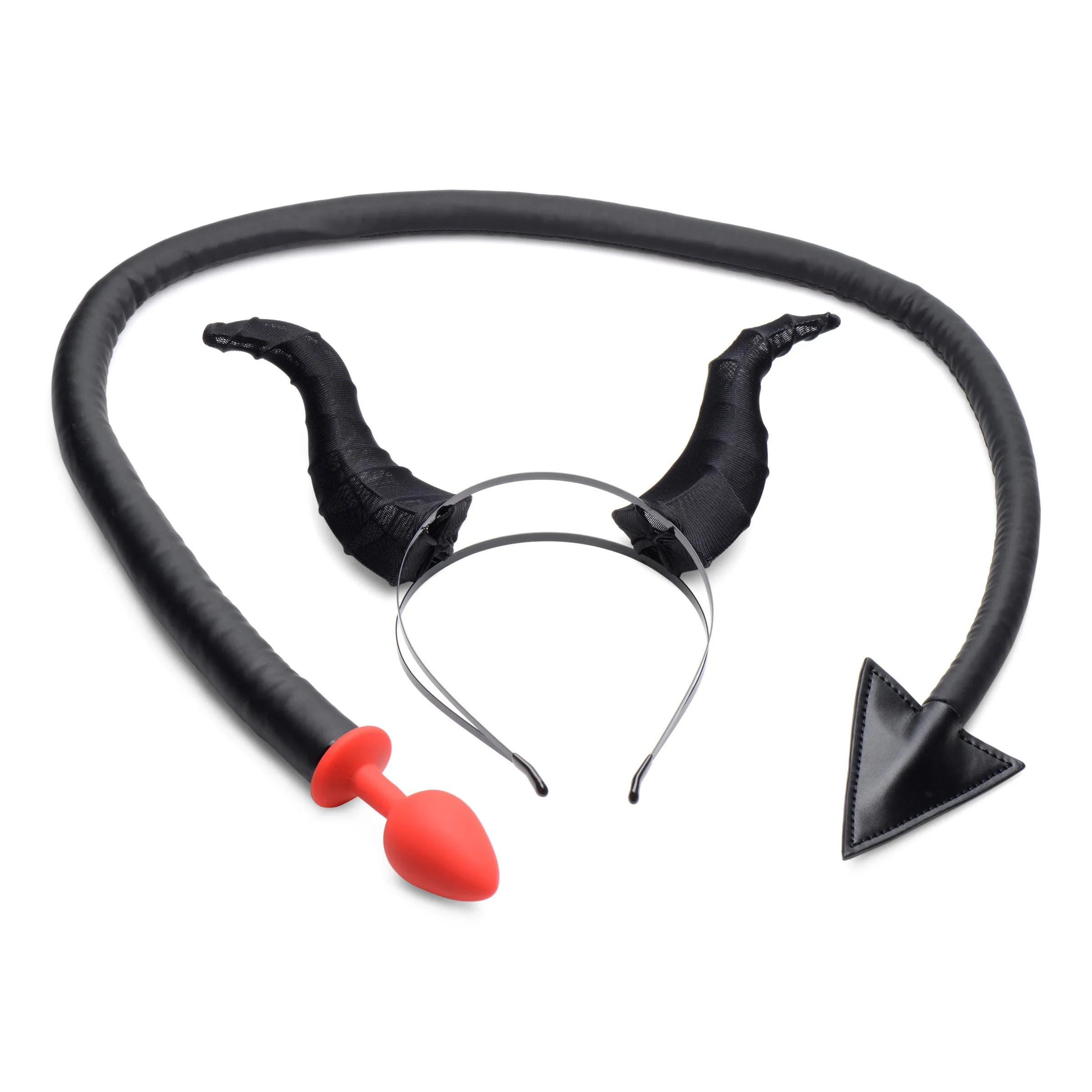 Sure, heres an optimized title for the product:

Luxe Devil Tail Anal Plug & Horns Cosplay Set - Premium Silicone Costume Accessories