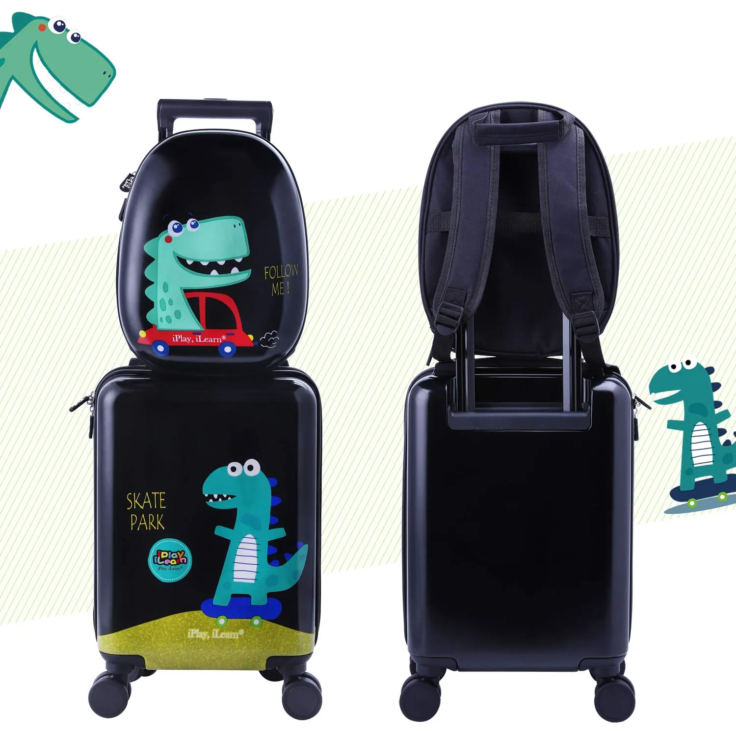 Dinosaur Kids Luggage Carry On Suitcase With Backpack