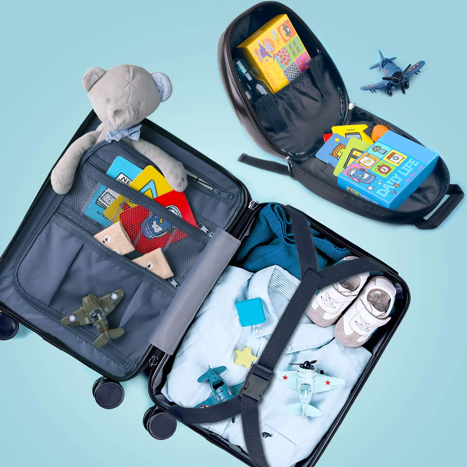 Dinosaur Kids Luggage Carry On Suitcase With Backpack