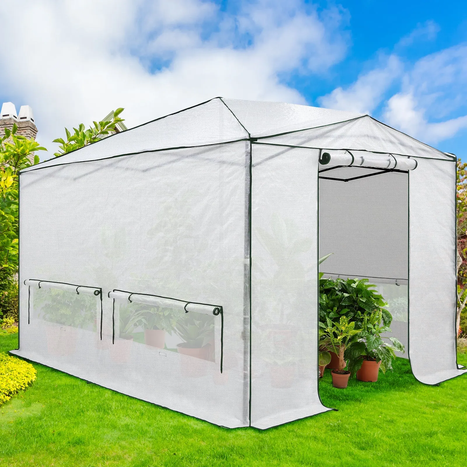 EAGLE PEAK 12x8 Portable Large Walk-in Instant Greenhouse with Support Pole