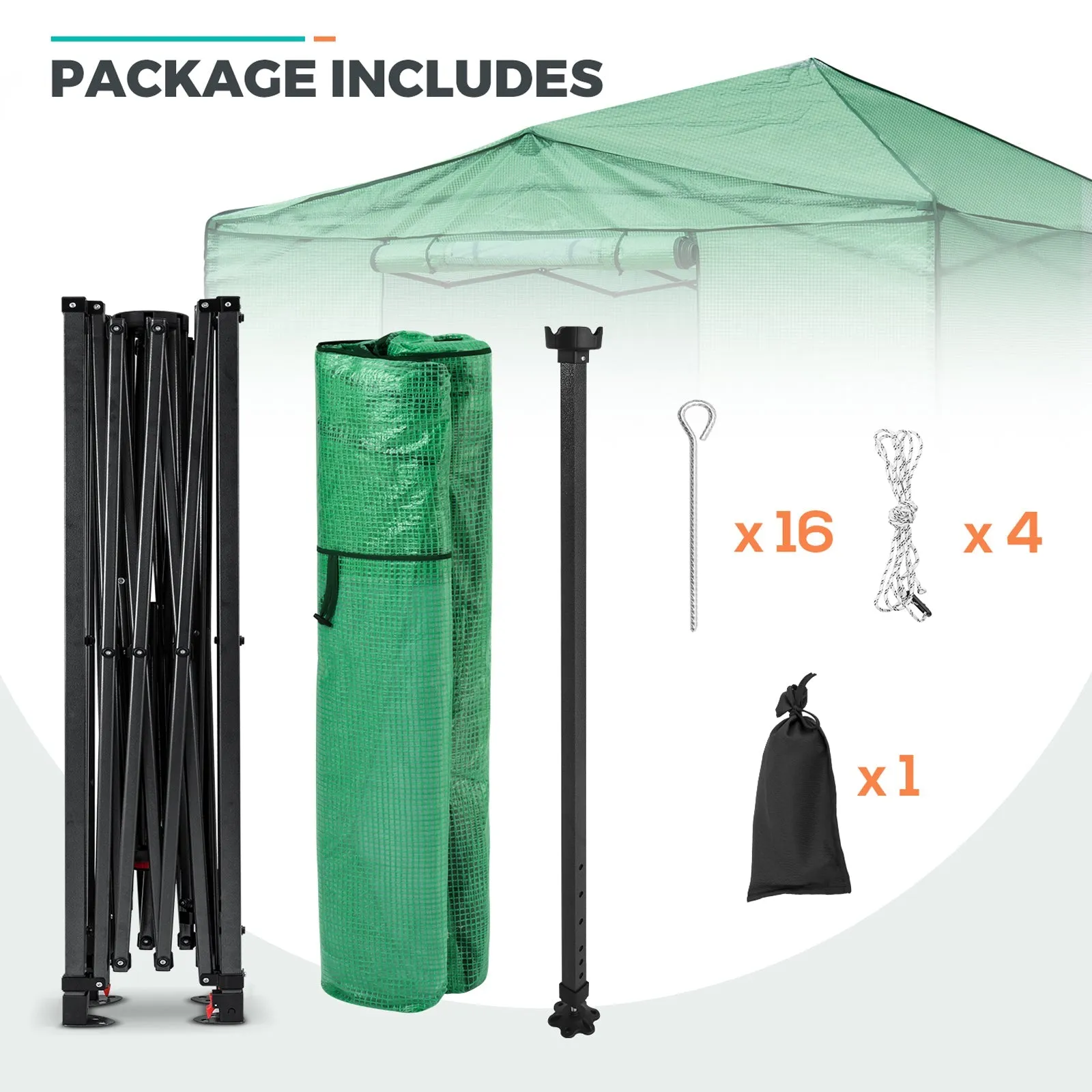 EAGLE PEAK 12x8 Portable Large Walk-in Instant Greenhouse with Support Pole