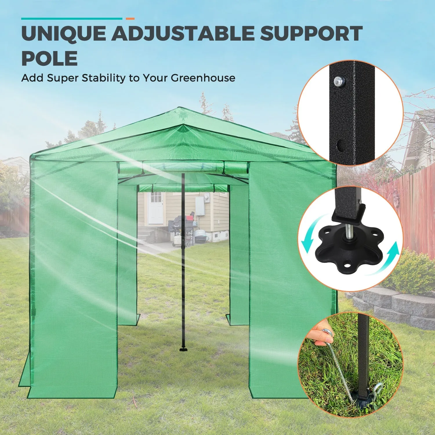 EAGLE PEAK 12x8 Portable Large Walk-in Instant Greenhouse with Support Pole