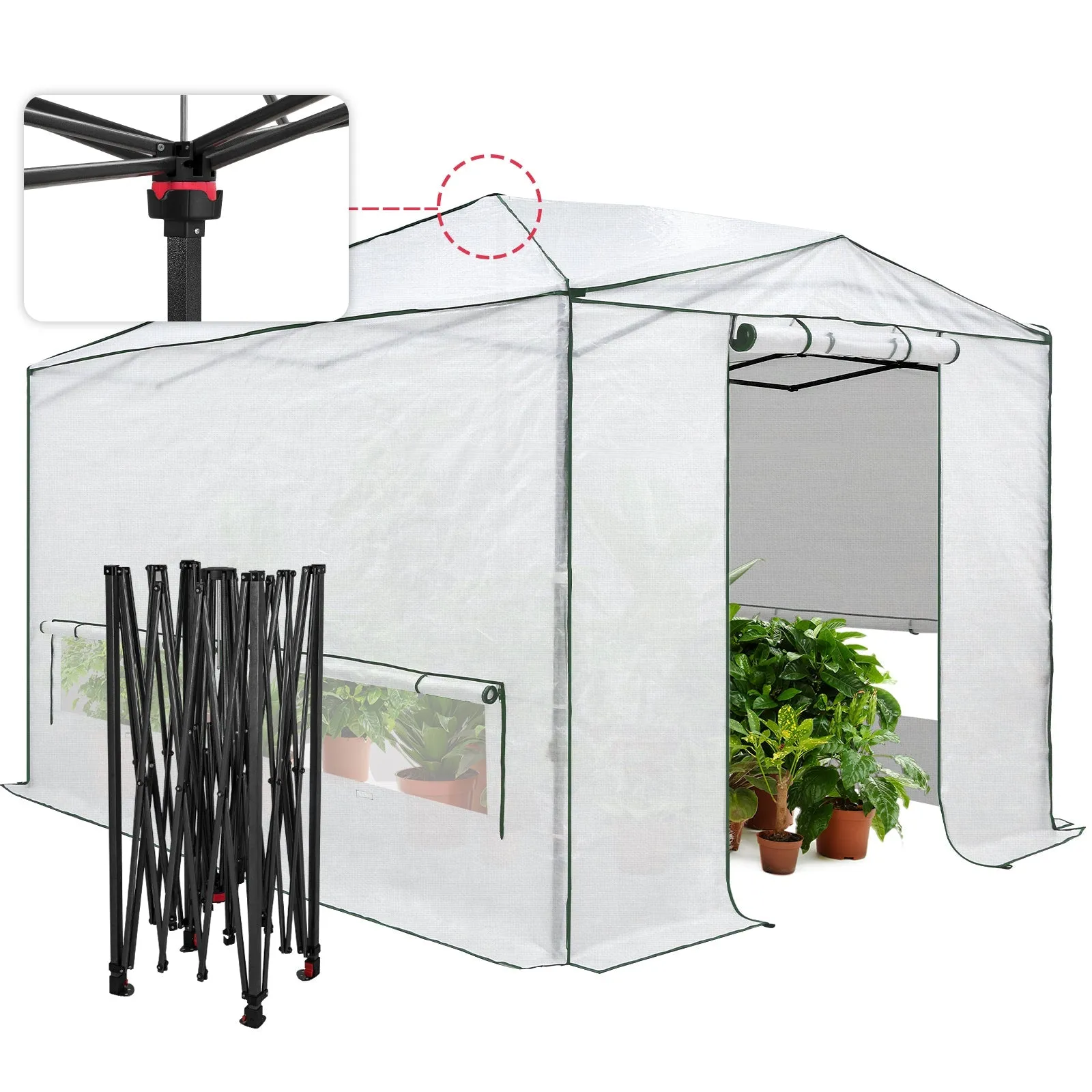 EAGLE PEAK 12x8 Portable Large Walk-in Instant Greenhouse with Support Pole