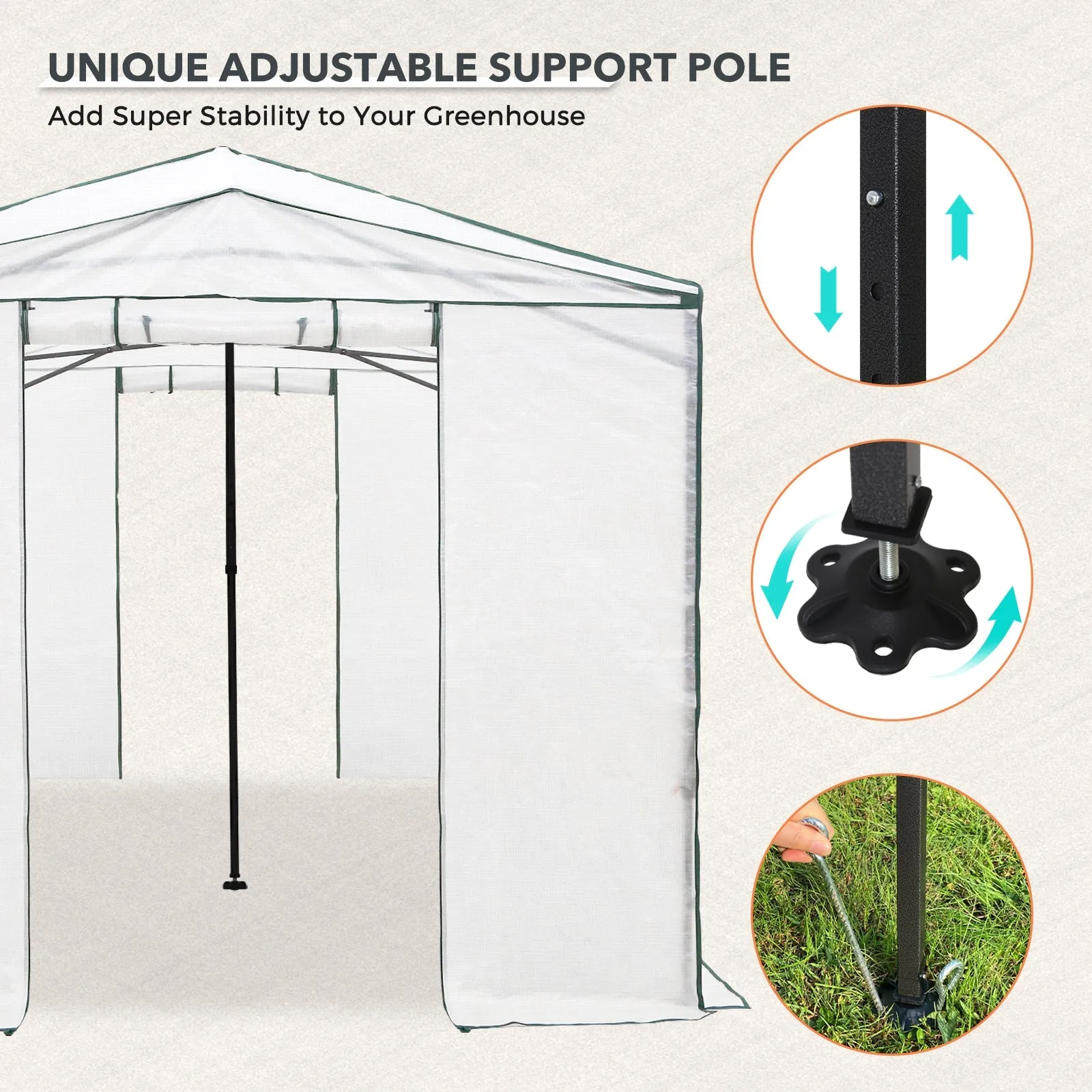 EAGLE PEAK 12x8 Portable Large Walk-in Instant Greenhouse with Support Pole