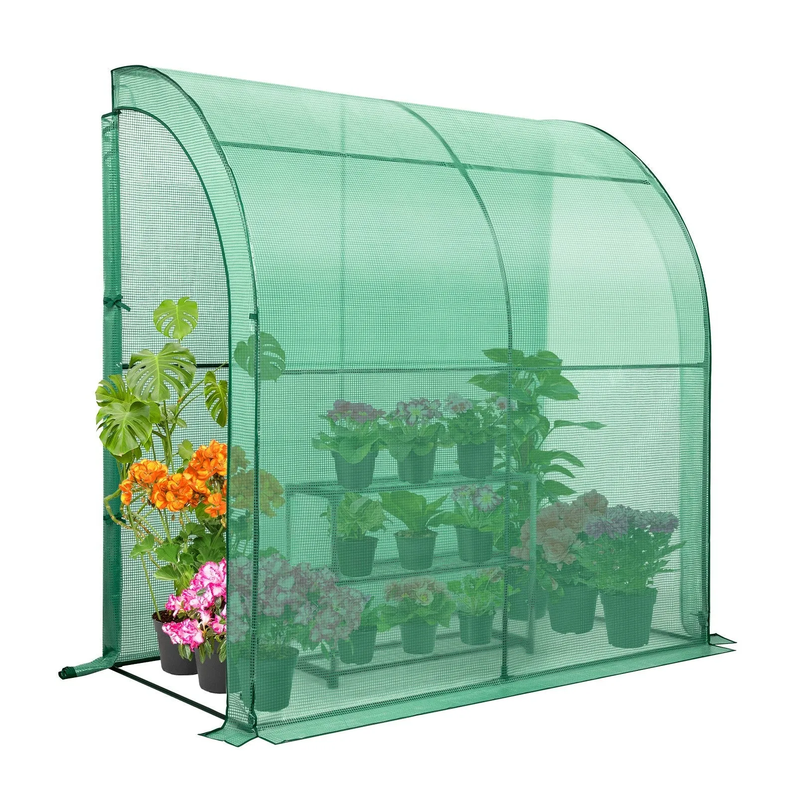 EAGLE PEAK 6.6x3.3x6.9 Outdoor Lean to Walk-in Greenhouse with Shelf