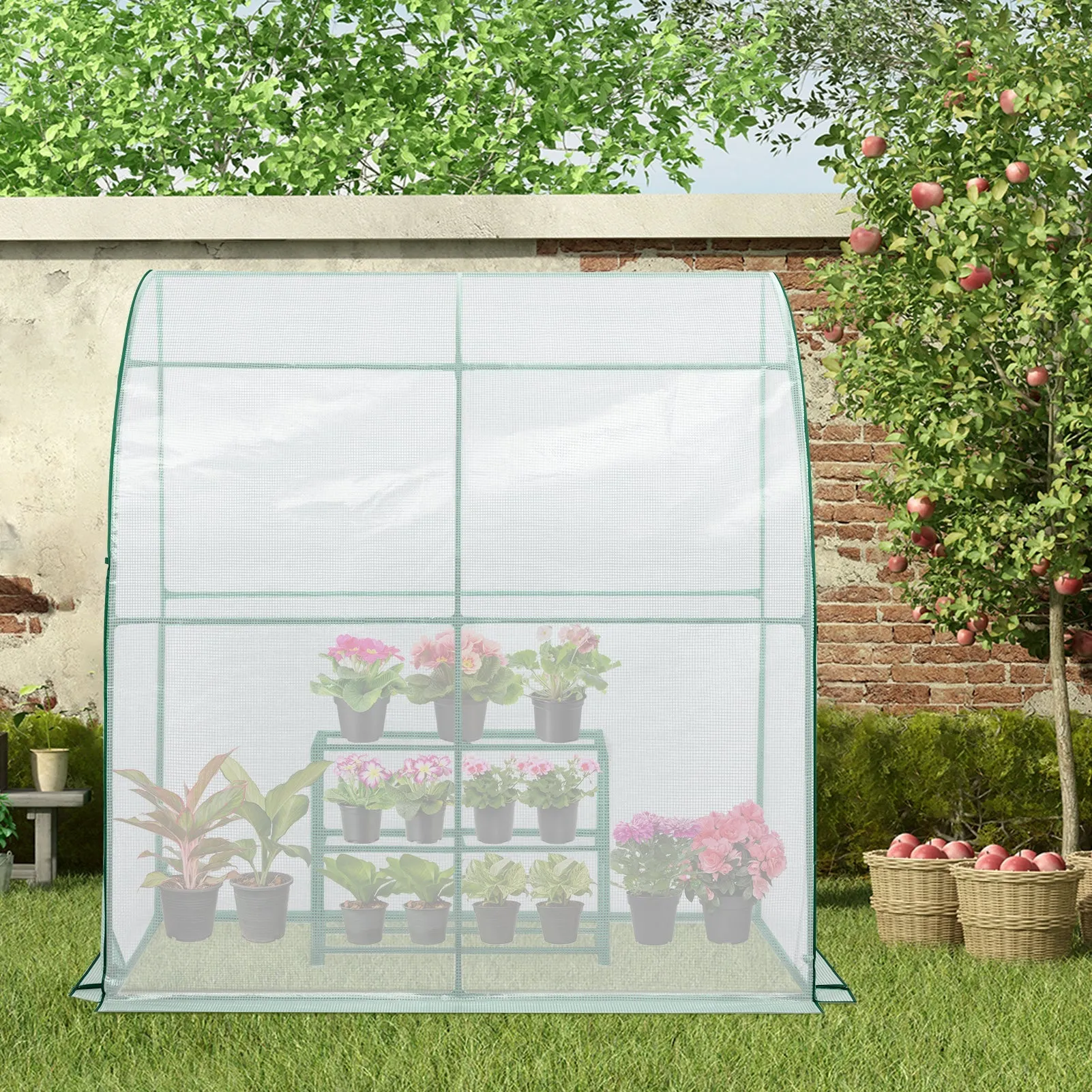 EAGLE PEAK 6.6x3.3x6.9 Outdoor Lean to Walk-in Greenhouse with Shelf