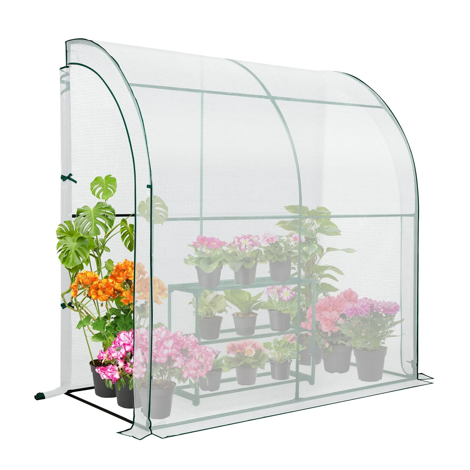 EAGLE PEAK 6.6x3.3x6.9 Outdoor Lean to Walk-in Greenhouse with Shelf